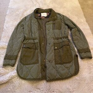 Anthropologie quilted green jacket size XS